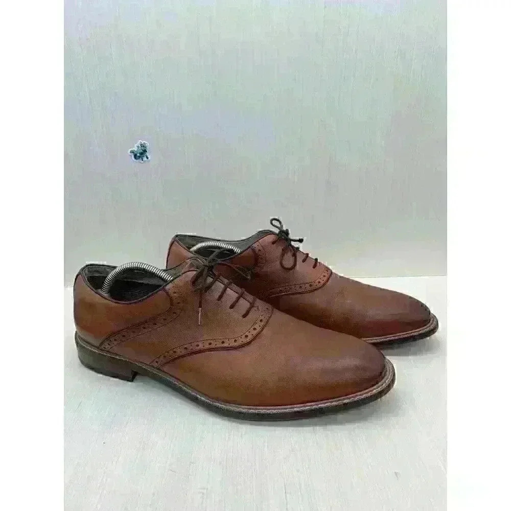 Aston Grey Ybilia Men’s Saddle Brown Leather Oxfords Lace Up Shoes Size US 11 - Picture 2 of 10
